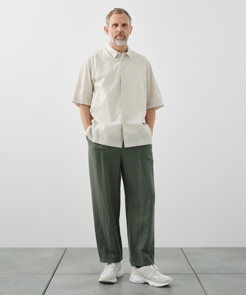 ATON(エイトン)の「【ATON / エイトン】SHRINK COTTON LAWN OVERSIZED HALF SLEEVE SHIRT(シャツ/ブラウス・メンズ・ブルー/ベージュ・6/4/2)」の3枚目の写真