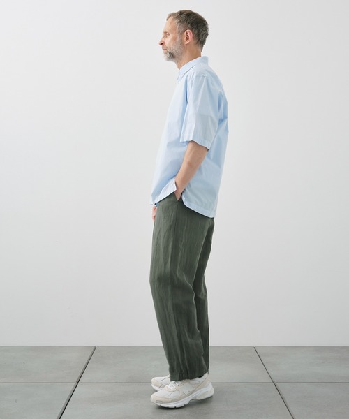 ATON(エイトン)の「【ATON / エイトン】SHRINK COTTON LAWN OVERSIZED HALF SLEEVE SHIRT(シャツ/ブラウス・メンズ・ブルー/ベージュ・6/4/2)」の10枚目の写真