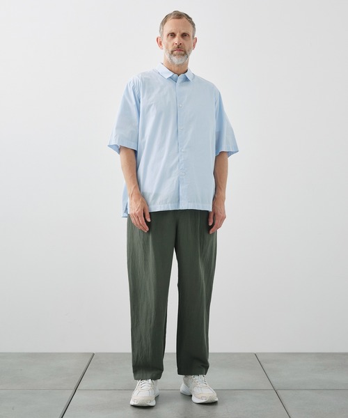 ATON(エイトン)の「【ATON / エイトン】SHRINK COTTON LAWN OVERSIZED HALF SLEEVE SHIRT(シャツ/ブラウス・メンズ・ブルー/ベージュ・6/4/2)」の8枚目の写真