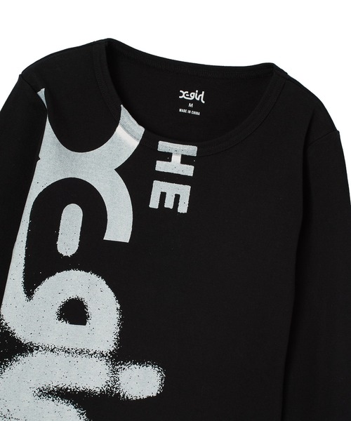 X-girl(エックスガール)の「HEAVY DISTRESSED LOGO L/S BABY TEE(Tシャツ/カットソー・レディース・ブラック/オリーブ/ブラウン・S/M)」の7枚目の写真
