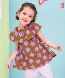 apres les cours | 【吸水速乾】総柄カットサッカー襟付きトップス(Tシャツ/カットソー)