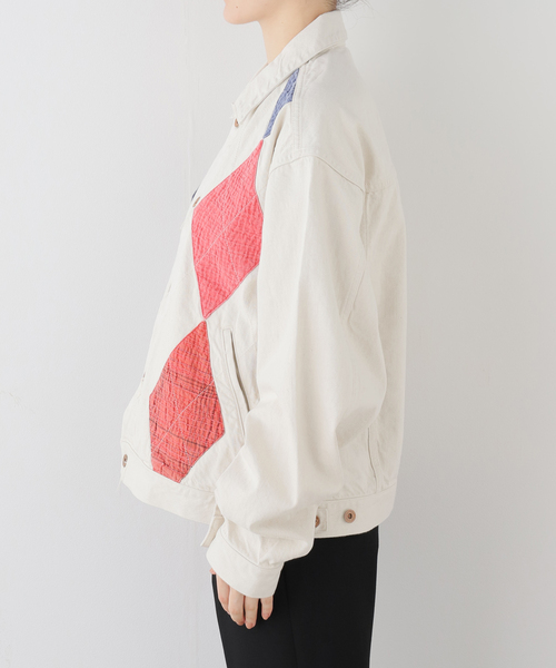 KURO（クロ）の「KURO ARGYLE SASHIKO DENIM JACKET 964242：デニムジャケット（デニムジャケット・レディース・アイボリー・LARGE）」の6枚目の写真