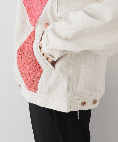 KURO（クロ）の「KURO ARGYLE SASHIKO DENIM JACKET 964242：デニムジャケット（デニムジャケット・レディース・アイボリー・LARGE）」の9枚目の写真