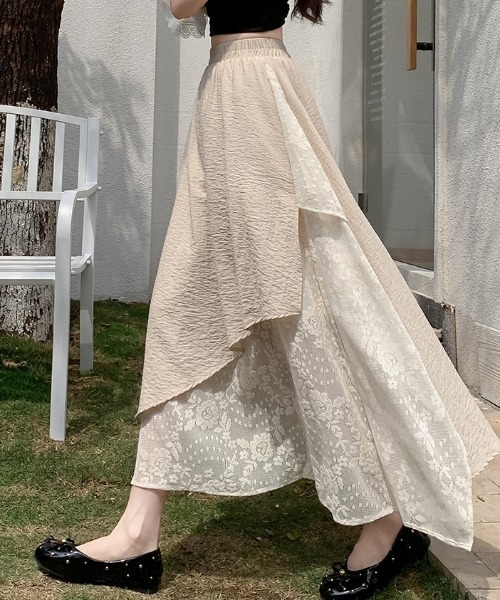 AMAJI（アマジ）の「不規則ヘム レース Aライン ミディロングスカート（スカート・レディース・ホワイト/ベージュ・SMALL/MEDIUM/LARGE/X-LARGE）」の4枚目の写真