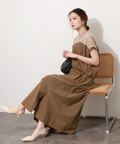 EGLANTINE(エグランティーヌ)の「EGLANTINE 2ピースセットワンピース ノースリーブ(ワンピース・レディース・サンドベージュ/カーキ・38)」の14枚目の写真