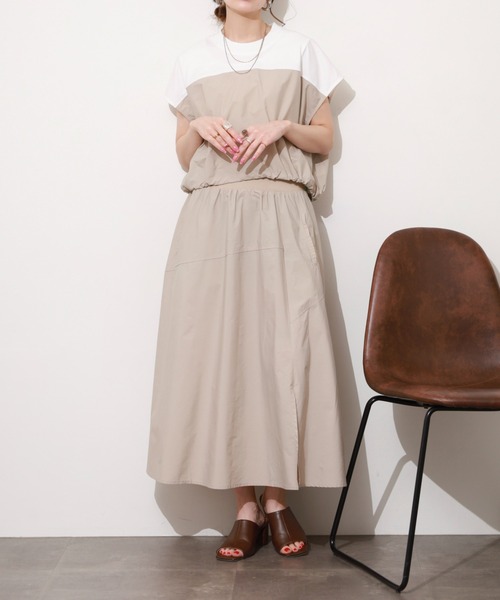 EGLANTINE(エグランティーヌ)の「EGLANTINE 2ピースセットワンピース ノースリーブ(ワンピース・レディース・サンドベージュ/カーキ・38)」の8枚目の写真