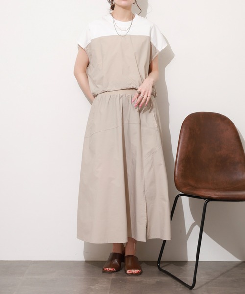 EGLANTINE(エグランティーヌ)の「EGLANTINE 2ピースセットワンピース ノースリーブ(ワンピース・レディース・サンドベージュ/カーキ・38)」の9枚目の写真