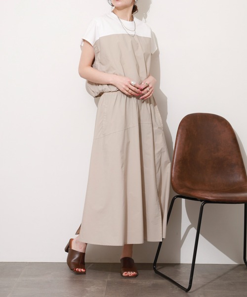 EGLANTINE(エグランティーヌ)の「EGLANTINE 2ピースセットワンピース ノースリーブ(ワンピース・レディース・サンドベージュ/カーキ・38)」の10枚目の写真