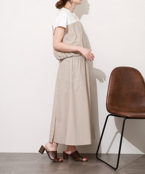 EGLANTINE(エグランティーヌ)の「EGLANTINE 2ピースセットワンピース ノースリーブ(ワンピース・レディース・サンドベージュ/カーキ・38)」の12枚目の写真