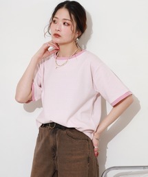 細ボーダーコンパクトTシャツ 半袖