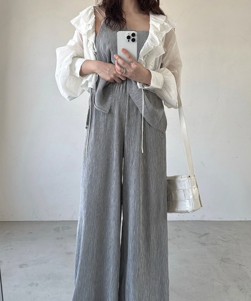 WILLFULLY(ウィルフリー)の「glitter cord flare pleats camisole(キャミソール・レディース・ダークブラウン/ブラック系その他/モスグリーン・FREE)」の16枚目の写真