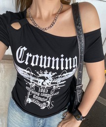 スカルサイドドロストワンショルダーTシャツ
