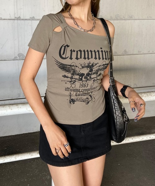 non-hedge(ノンヘッジ)の「スカルサイドドロストワンショルダーTシャツ(Tシャツ/カットソー・レディース・ブラック/グレー/カーキ/ワインレッド/オフホワイト・FREE)」の10枚目の写真