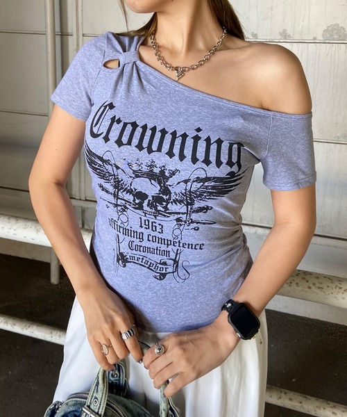 non-hedge(ノンヘッジ)の「スカルサイドドロストワンショルダーTシャツ(Tシャツ/カットソー・レディース・ブラック/グレー/カーキ/ワインレッド/オフホワイト・FREE)」の16枚目の写真