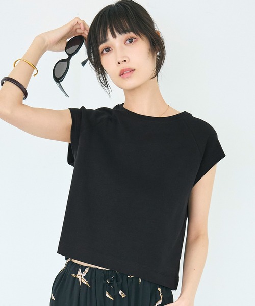 coca(coca)(コカ)の「スムースラグランノースリーブトップス(Tシャツ/カットソー・レディース・ホワイト/ブラック・M/S/L)」の1枚目の写真