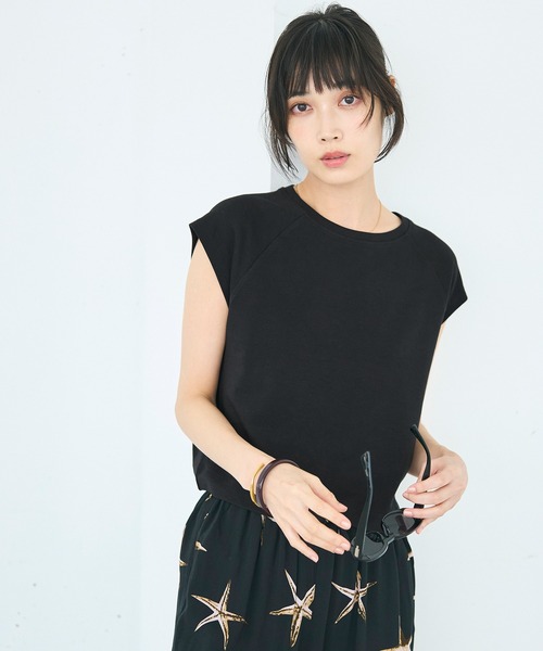 coca(coca)(コカ)の「スムースラグランノースリーブトップス(Tシャツ/カットソー・レディース・ホワイト/ブラック・M/S/L)」の4枚目の写真