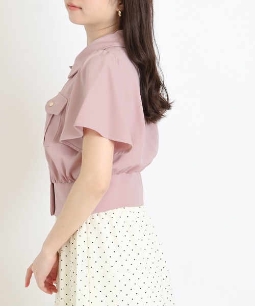 ASTORIA ODIER(アストリアオディール)の「ゴールドボタンクロップドシャツ(シャツ/ブラウス・レディース・ピンクベージュ/ホワイト/ネイビー・MEDIUM)」の16枚目の写真