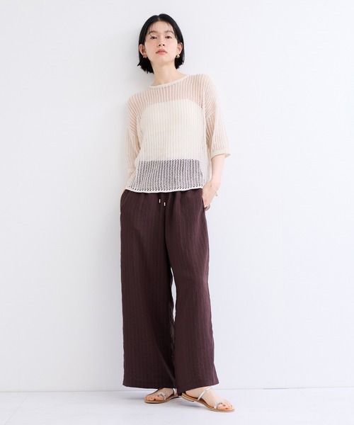 le cercle ADAM ET ROPE'（ルセルクルアダムエロペ）の「透かしサマーニット（ニット/セーター・レディース・キャメル/オフホワイト/ブラック・FREE）」の8枚目の写真