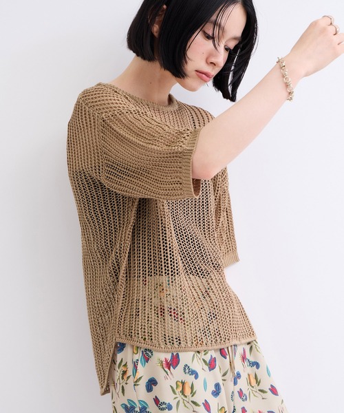 le cercle ADAM ET ROPE'（ルセルクルアダムエロペ）の「透かしサマーニット（ニット/セーター・レディース・キャメル/オフホワイト/ブラック・FREE）」の14枚目の写真