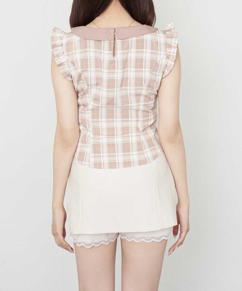 Belle Charme(ベルシャルム)の「【Belle Charme】Big Collar Sleeveless Blouse(シャツ/ブラウス・レディース・ベージュ/ブラック/ドット・FREE)」の8枚目の写真