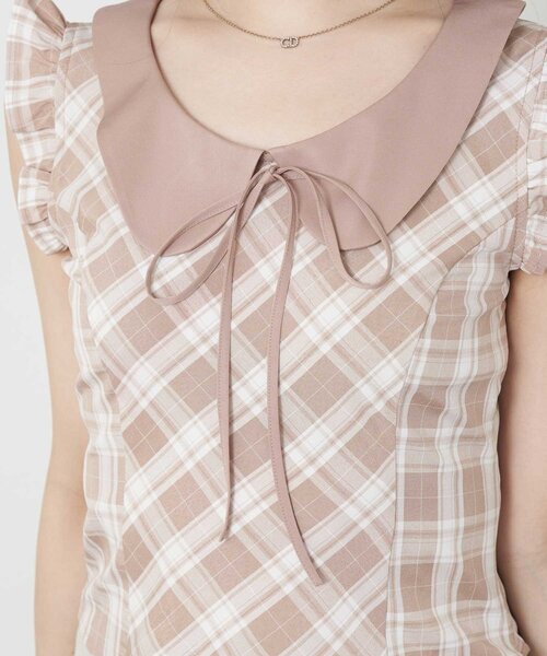 Belle Charme(ベルシャルム)の「【Belle Charme】Big Collar Sleeveless Blouse(シャツ/ブラウス・レディース・ベージュ/ブラック/ドット・FREE)」の9枚目の写真