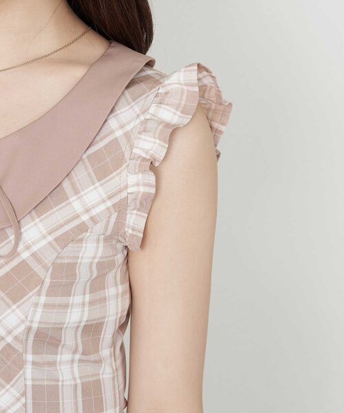 Belle Charme(ベルシャルム)の「【Belle Charme】Big Collar Sleeveless Blouse(シャツ/ブラウス・レディース・ベージュ/ブラック/ドット・FREE)」の10枚目の写真