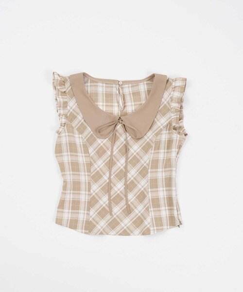 Belle Charme(ベルシャルム)の「【Belle Charme】Big Collar Sleeveless Blouse(シャツ/ブラウス・レディース・ベージュ/ブラック/ドット・FREE)」の14枚目の写真