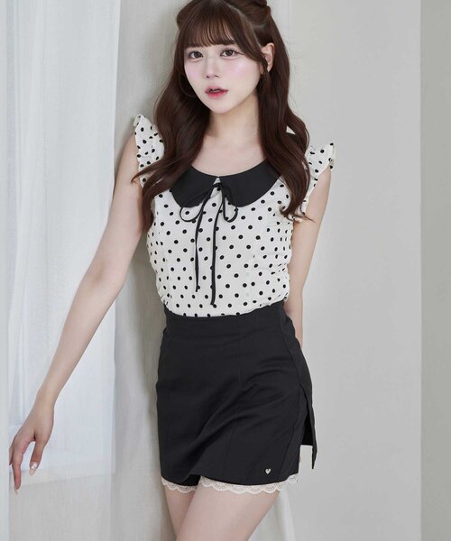 Belle Charme(ベルシャルム)の「【Belle Charme】Big Collar Sleeveless Blouse(シャツ/ブラウス・レディース・ベージュ/ブラック/ドット・FREE)」の15枚目の写真