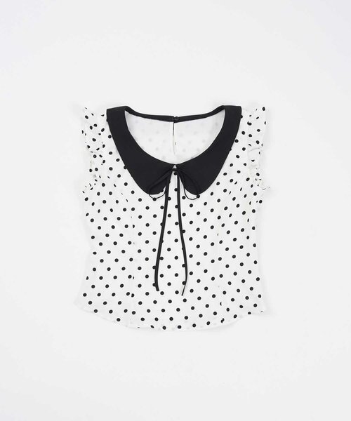Belle Charme(ベルシャルム)の「【Belle Charme】Big Collar Sleeveless Blouse(シャツ/ブラウス・レディース・ベージュ/ブラック/ドット・FREE)」の17枚目の写真