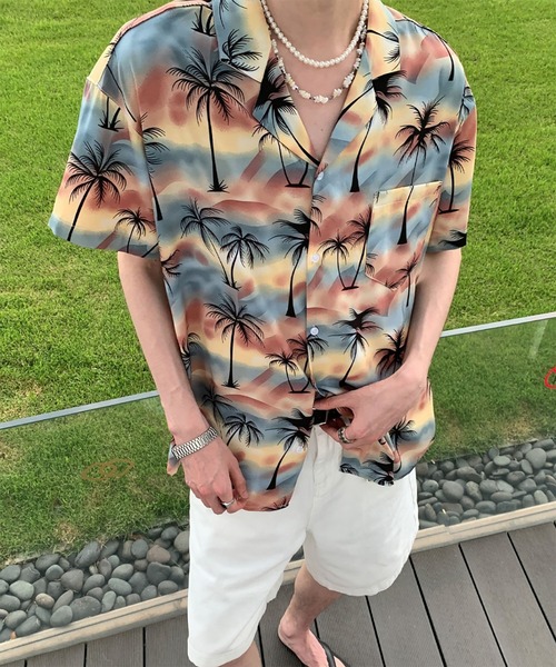 WESTBOY(ウエストボーイ)の「サンセット パームツリー オープンカラー アロハシャツ WO26S15TP18(シャツ/ブラウス・メンズ・ブルー系その他・L/XL/M)」の9枚目の写真