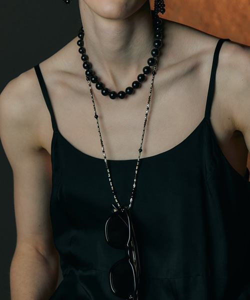 IRIS47(イリスフォーセブン)の「【IRIS 47】strata glass chain necklace/ストレイタ グラスチェーン ネックレス VSJ27(ネックレス・レディース・ブラック・FREE)」の1枚目の写真