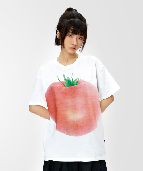 LAUGHER（ラファー）の「トマトTシャツ - ホワイト（Tシャツ/カットソー・レディース・ホワイト・MEDIUM/LARGE/X-LARGE）」の3枚目の写真