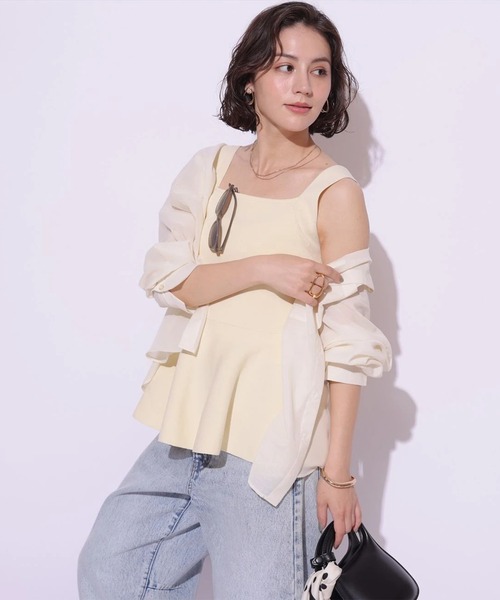 Arpege story(アルページュストーリー)の「ペプラムニット(ニット/セーター・レディース・ライトイエロー/ブラック/ホワイト/ピンク・2)」の3枚目の写真