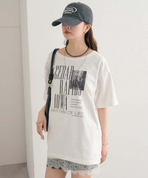 mystic(ミスティック)の「ダメージロゴTシャツ(Tシャツ/カットソー・レディース・ブラウン/オフホワイト・FREE)」の7枚目の写真