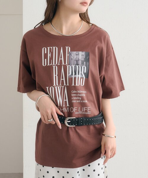 mystic(ミスティック)の「ダメージロゴTシャツ(Tシャツ/カットソー・レディース・ブラウン/オフホワイト・FREE)」の8枚目の写真