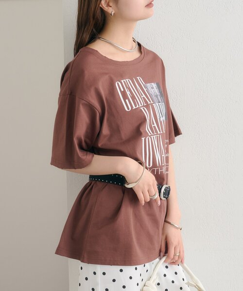 mystic(ミスティック)の「ダメージロゴTシャツ(Tシャツ/カットソー・レディース・ブラウン/オフホワイト・FREE)」の10枚目の写真