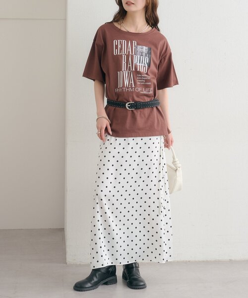 mystic(ミスティック)の「ダメージロゴTシャツ(Tシャツ/カットソー・レディース・ブラウン/オフホワイト・FREE)」の11枚目の写真