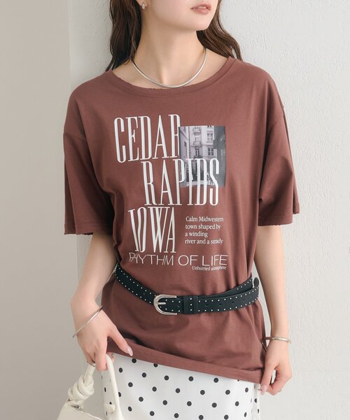 mystic(ミスティック)の「ダメージロゴTシャツ(Tシャツ/カットソー・レディース・ブラウン/オフホワイト・FREE)」の15枚目の写真