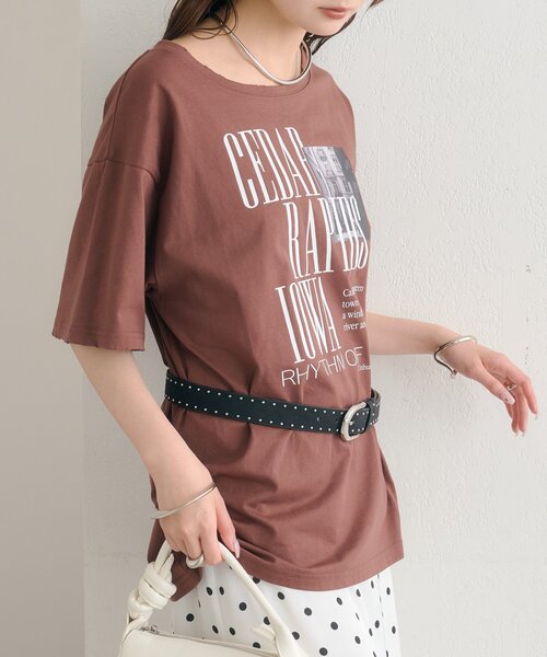 mystic(ミスティック)の「ダメージロゴTシャツ(Tシャツ/カットソー・レディース・ブラウン/オフホワイト・FREE)」の19枚目の写真
