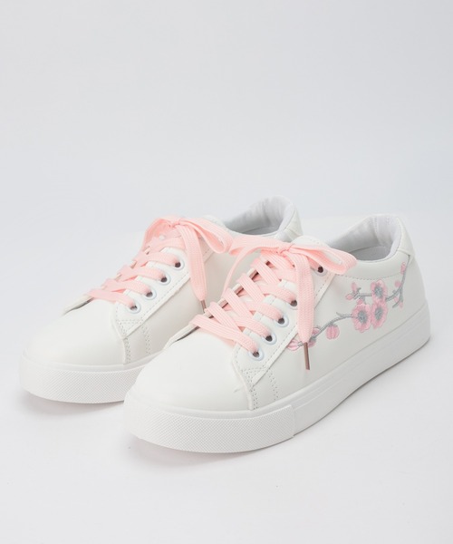 Lace Ladies(レースレディース)の「配色 フラワー レースアップ ローカット スニーカー(スニーカー・レディース・ブルー/ピンク・22.5cm/23cm/23.5cm/24cm/24.5cm/25cm)」の13枚目の写真