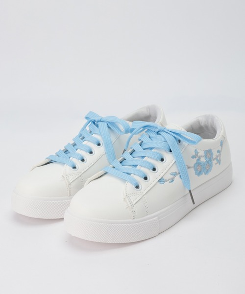 Lace Ladies(レースレディース)の「配色 フラワー レースアップ ローカット スニーカー(スニーカー・レディース・ブルー/ピンク・22.5cm/23cm/23.5cm/24cm/24.5cm/25cm)」の14枚目の写真