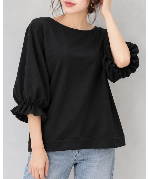 FAZVY(ファズビー)の「バットウィングスリーブTシャツ(Tシャツ/カットソー・レディース・ブラック/ホワイト・M)」の1枚目の写真