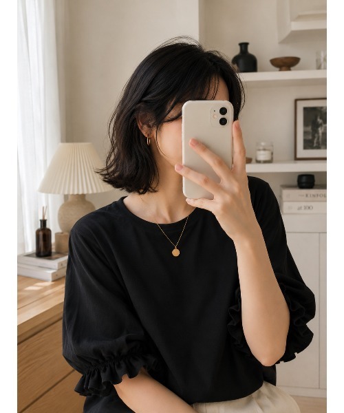 FAZVY(ファズビー)の「バットウィングスリーブTシャツ(Tシャツ/カットソー・レディース・ブラック/ホワイト・M)」の7枚目の写真