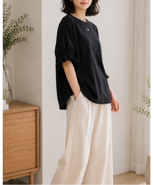 FAZVY(ファズビー)の「バットウィングスリーブTシャツ(Tシャツ/カットソー・レディース・ブラック/ホワイト・M)」の20枚目の写真