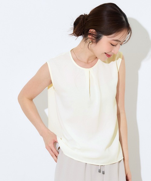 coca(coca)(コカ)の「【伊藤千晃様着用】\速乾/ ノースリーブタックブラウス(シャツ/ブラウス・レディース・ストライプ/アイボリー・M/L/S)」の12枚目の写真