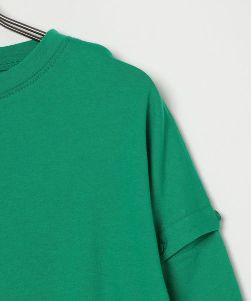 GEORGE'S（ジョージズ）の「2WAYスリーブＴ（Tシャツ/カットソー・レディース・チャコールグレー/グリーン/オフホワイト・FREE）」の4枚目の写真