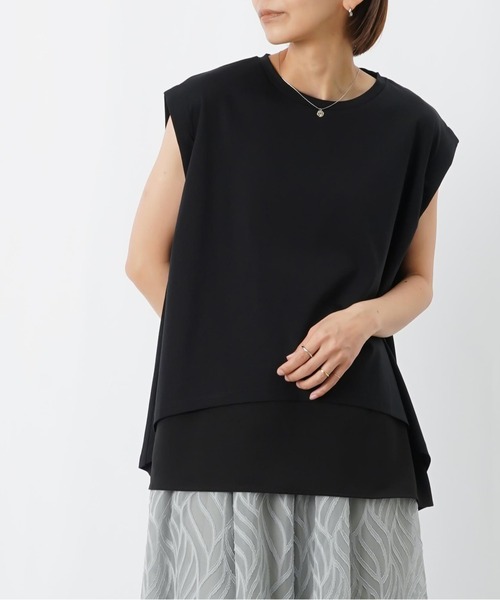 LUCA/LADY LUCK LUCA(ルカ/レディラックルカ)の「LC/LLL コンパクトスムース異素材レイヤードプルオーバー(Tシャツ/カットソー・レディース・オフホワイト/ボルドー/ブラック・FREE)」の3枚目の写真