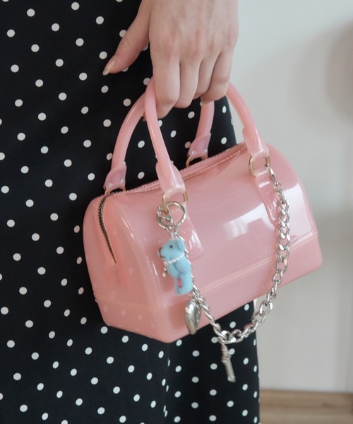 Birthday room(バースデイルーム)の「ジェリーボストンショルダーBAG/Jelly Boston Shoulder Bag(ボストンバッグ・レディース・ライトグリーン/ピンク/ライトブルー/ブラック・FREE)」の4枚目の写真