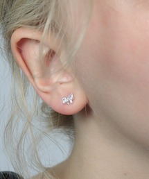 【BILAN】(シルバー925)Ribbon Bijou Pierce/リボンビジューピアス