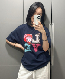 ドットハートラブ半袖Tシャツ(ネイビー)